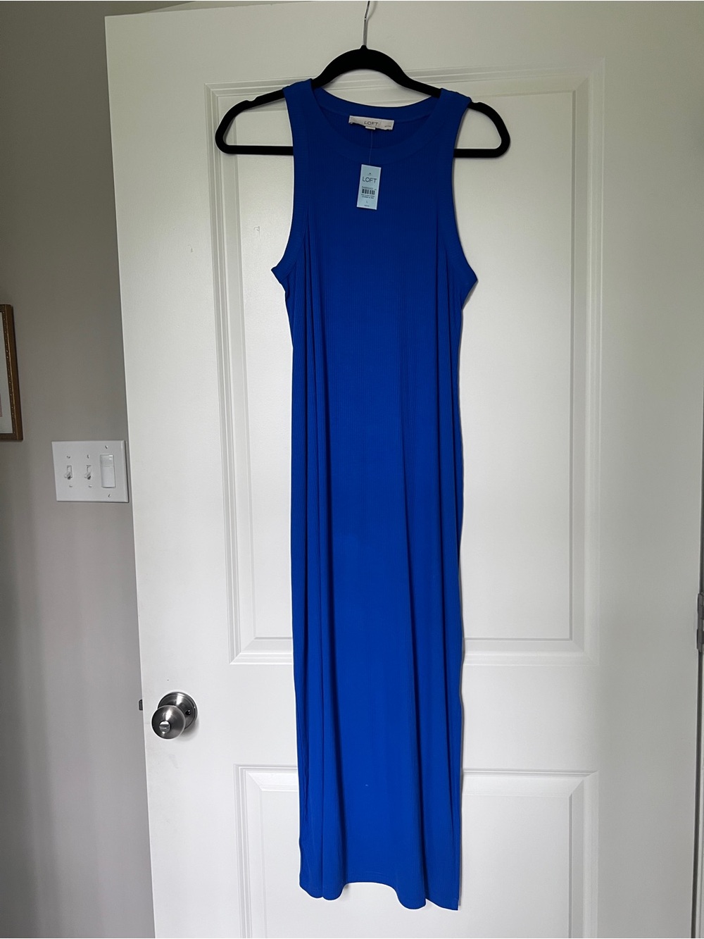 LOFT Sleeveless Royal Blue Ribbed Knit Maxi Dress